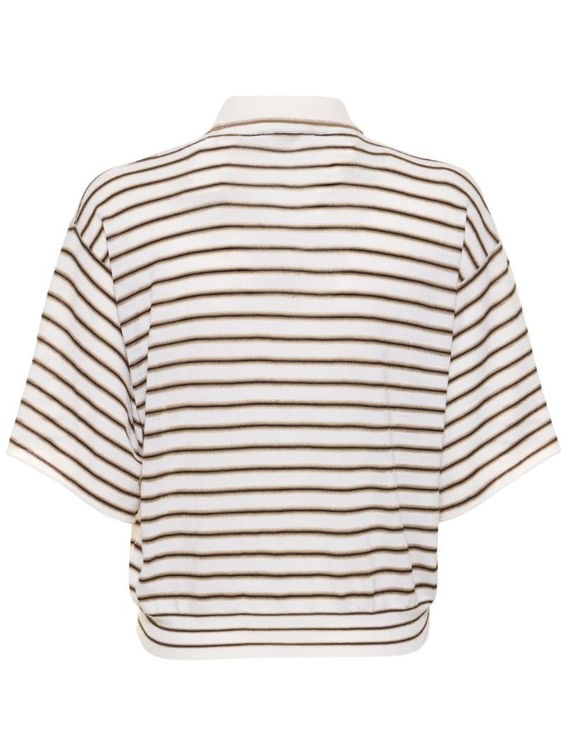 Brunello Cucinelli o1y0825 Polo Sweater in Ivory/Brown Size L / US 10 / IT 46 - 5 Thumbnail