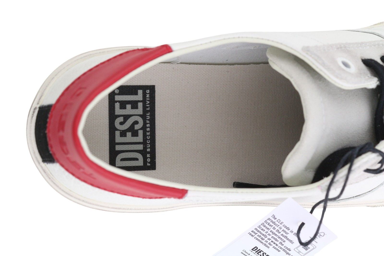 Diesel S-MYDORI LC EU45 White Leather Almond Toe Laced 40941 Size US 12 / EU 45 - 10 Thumbnail