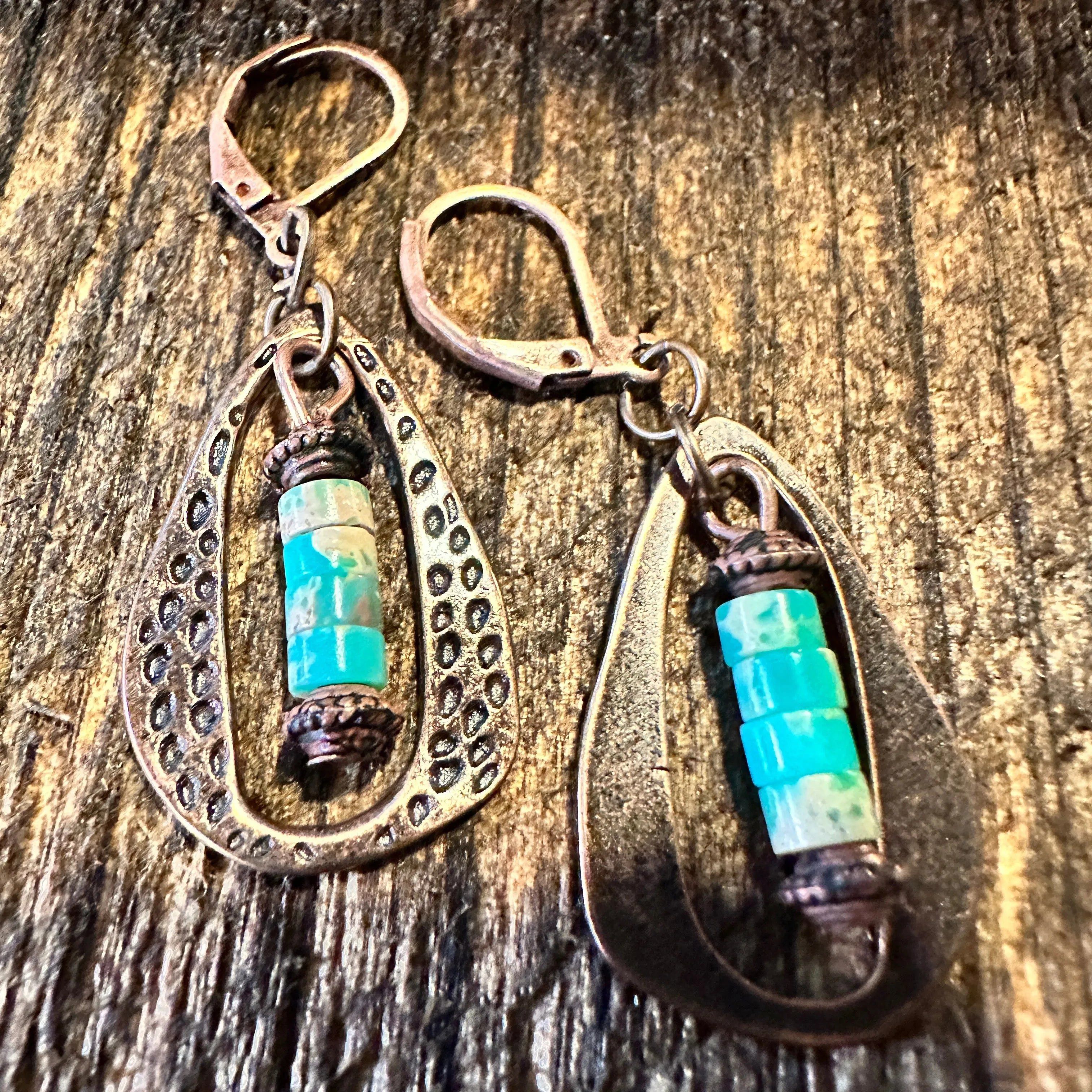 Other Boho Hippie Western Delicate Copper & Turquoise Drop Wire Ea Size ONE SIZE - 5 Thumbnail