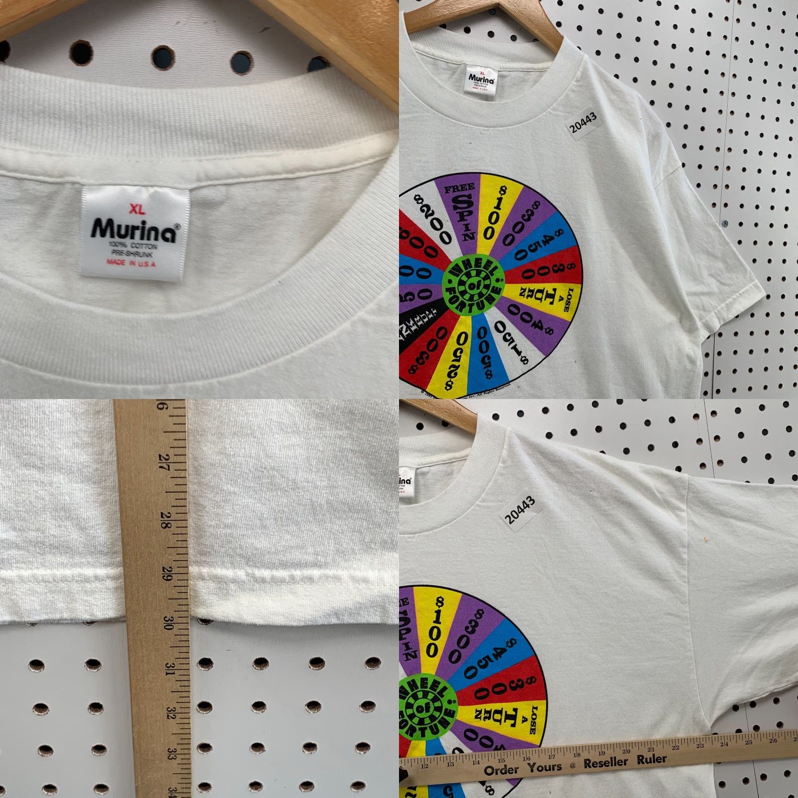 Vintage VINTAGE Wheel Of Fortune T-Shirt White Pinwheel Graphic Adult XL 23.5x30 90s Men Mens Size US XL / EU 56 / 4 - 8 Thumbnail