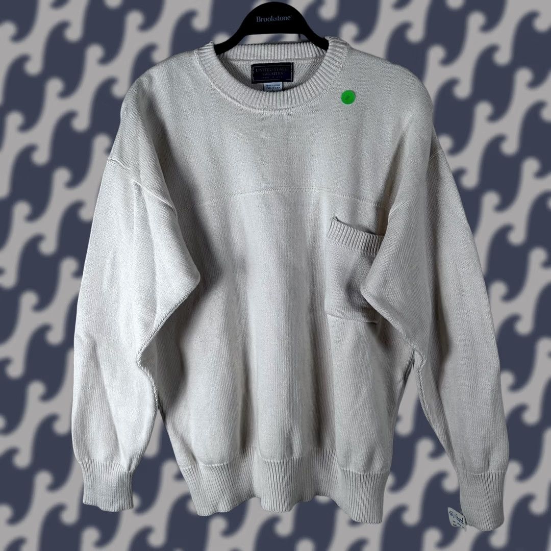 Vintage Vintage United States Sweaters Cream Ribbed Knit Pullover Sweater Men's L Size US L / EU 52-54 / 3 - 1 Thumbnail