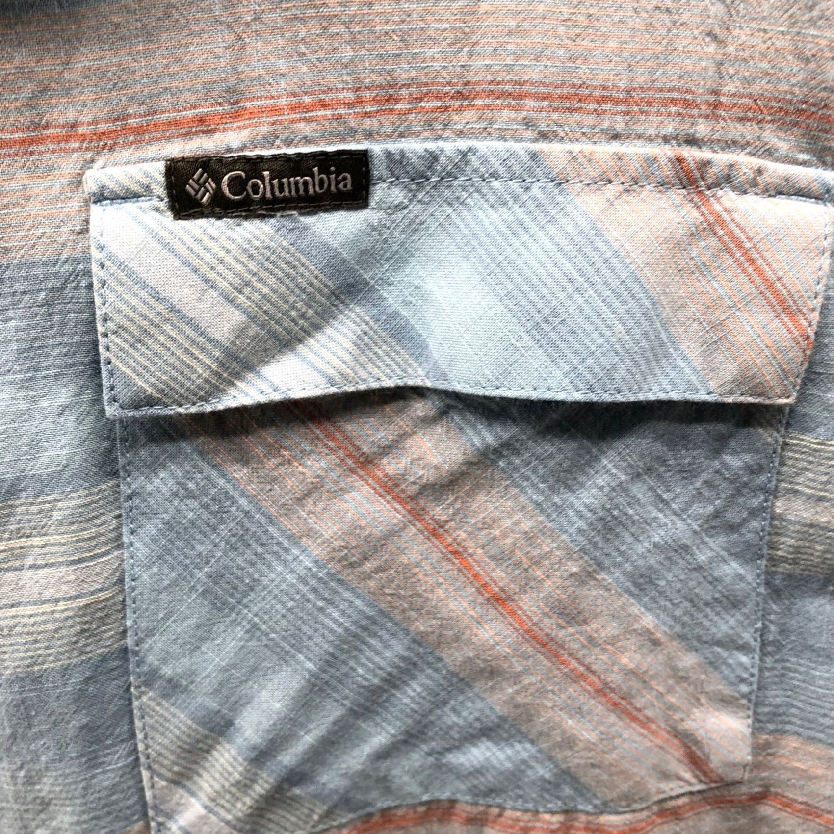 Vintage Columbia Shirt Mens XL Blue Striped Short Sleeve Button-Up Collared Pocket Breathable Cotton Hiking Summer Size US XL / EU 56 / 4 - 5 Thumbnail