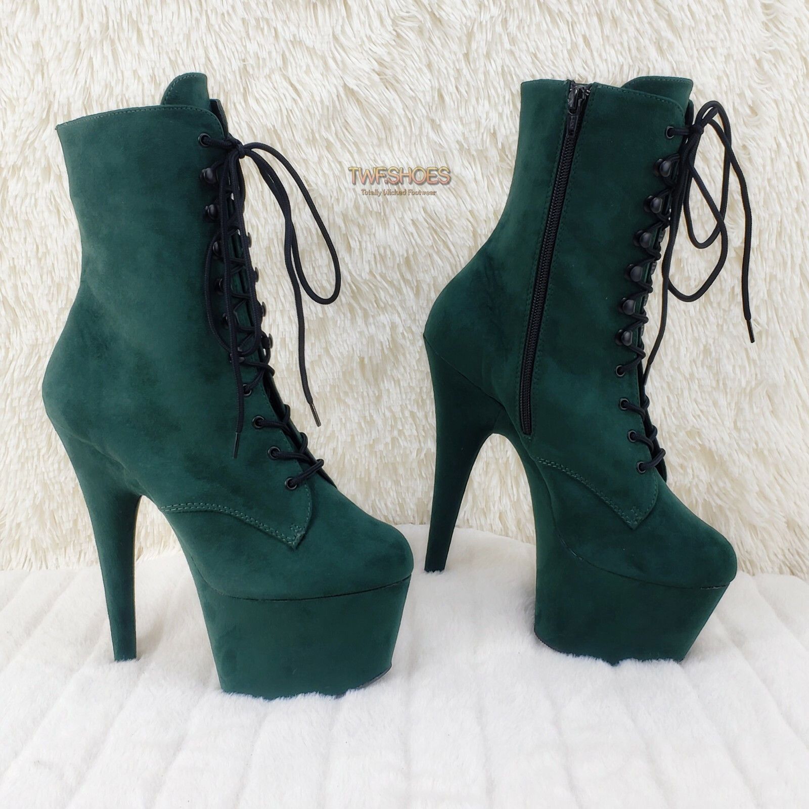 Other Adore 1020FS Emerald Green V-Suede Platform 7" Heel Ankle Bo Size US 12 / IT 42 - 7 Thumbnail