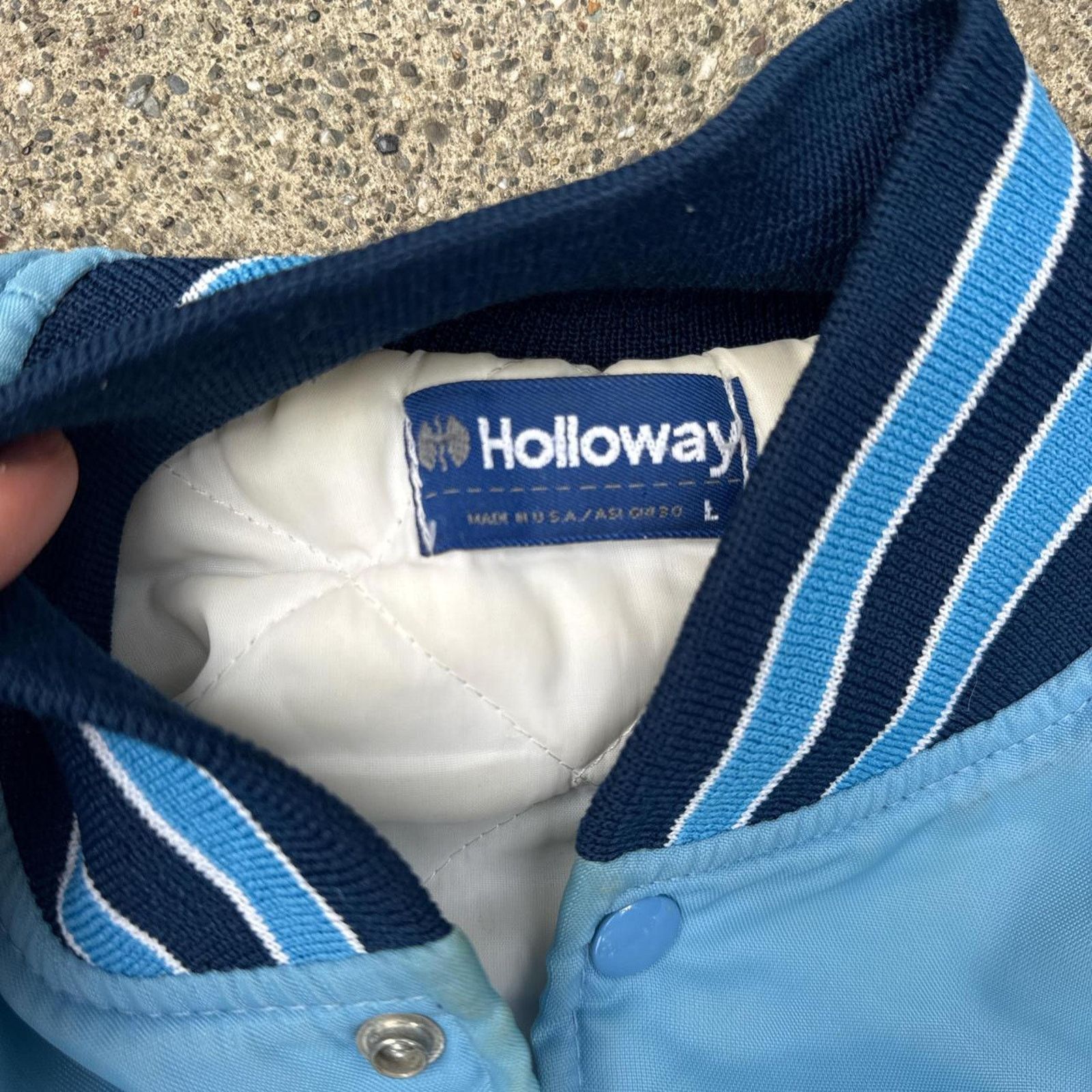 Holloway Vintage 90s Varsity Jacket Blue Trucker Back Hit Size Large Size US L / EU 52-54 / 3 - 4 Thumbnail
