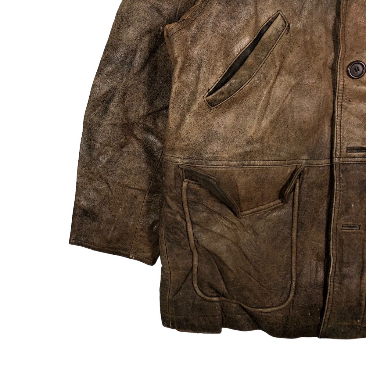 Japanese Brand 🔥90’s Vintage Leather Jacket Inspector Wear Cargo Pocket Size US M / EU 48-50 / 2 - 4 Thumbnail