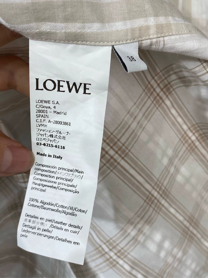 Loewe LOEWE Long sleeve shirt with patchwork plaid and leather b Size XS / US 0-2 / IT 36-38 - 4 Thumbnail