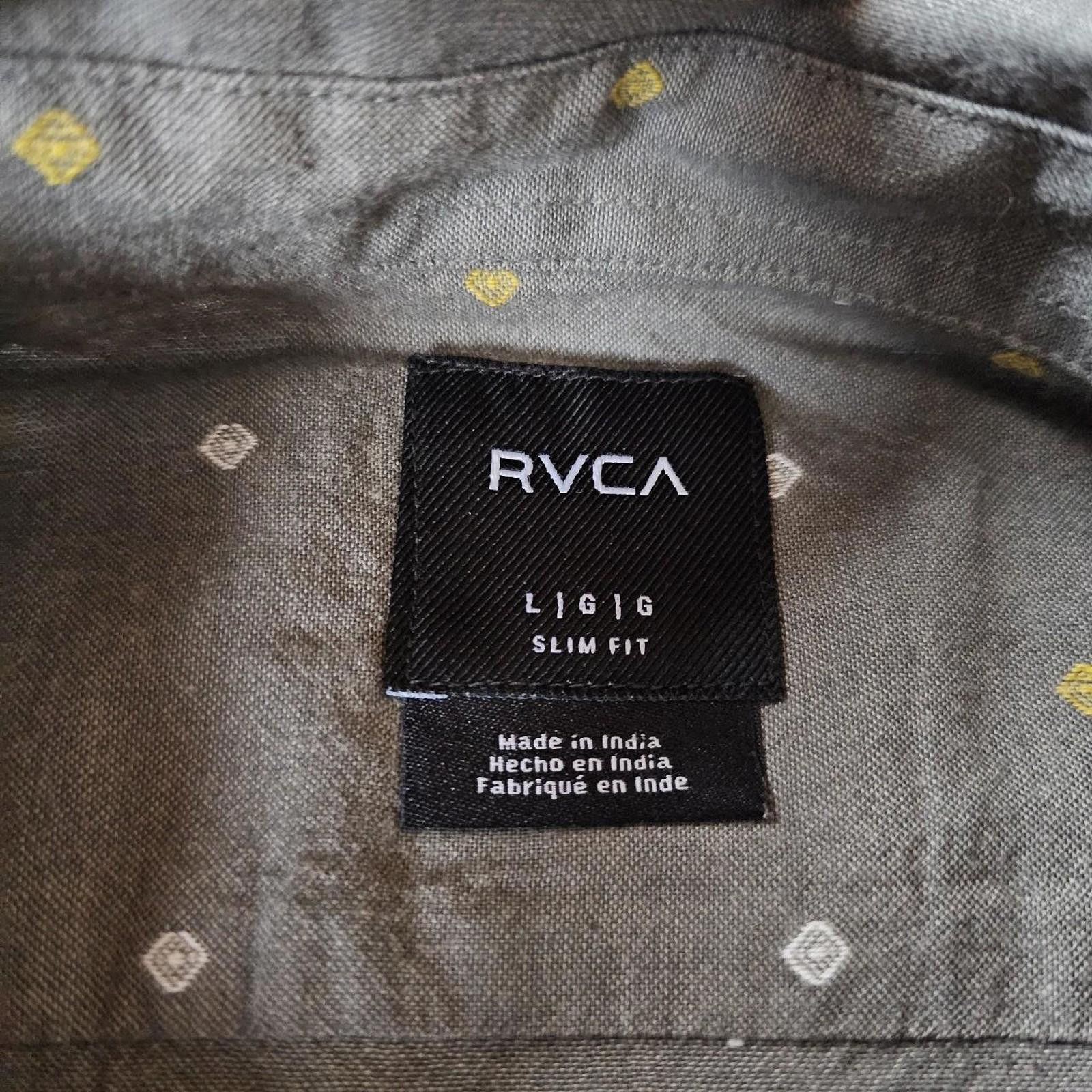 RVCA RVCA Men's Grey Slim Fit Button Down Shirt Size US L / EU 52-54 / 3 - 6 Thumbnail