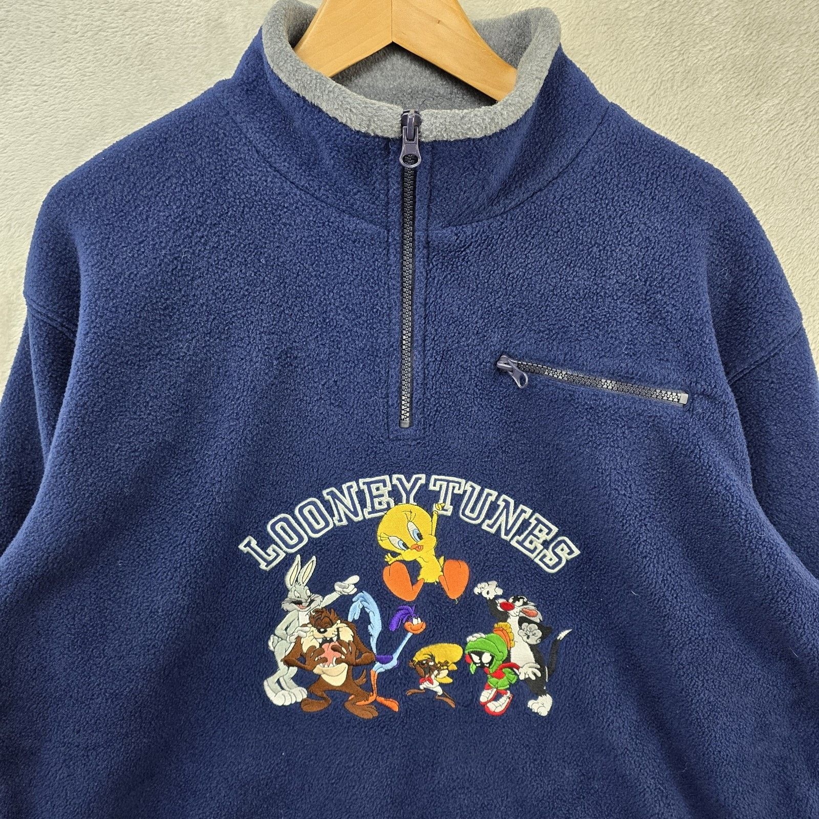 Other Vintage Warner Bros Looney Tunes 1/4 Zip Sweater Large Y2K Size US L / EU 52-54 / 3 - 3 Thumbnail