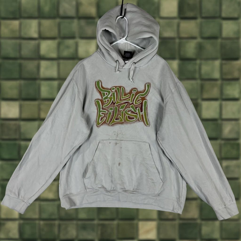 Vintage BILLIE EILISH Airbrush Flames Hoodie Mens Unisex XXL White Graphic Print STAINED Hoodie Size US XXL / EU 58 / 5 - 1 Thumbnail