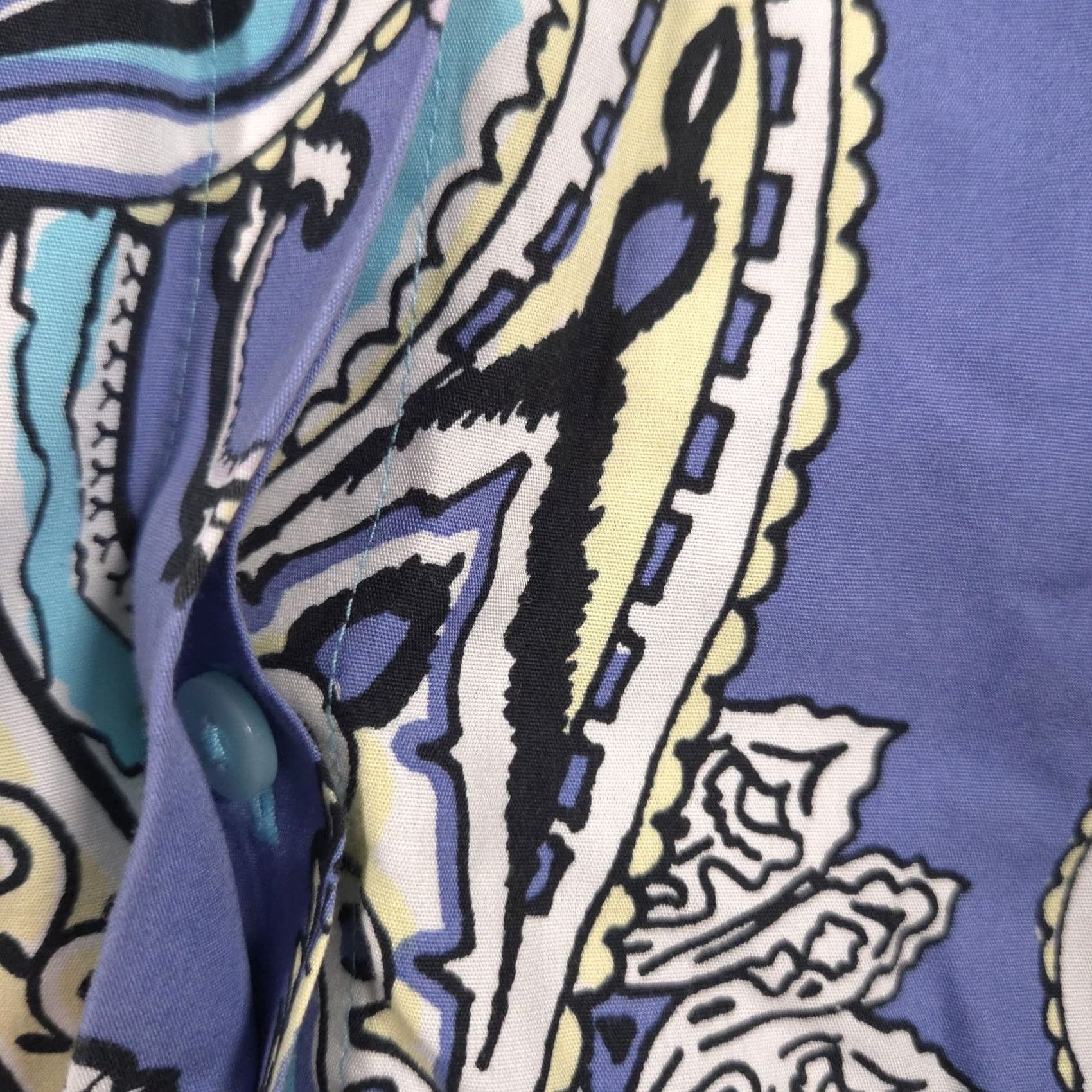 Vintage Chico's Shirt Womens Petite 0P Blue Paisley No Iron Button Front 3/4 Sleeve Top Size XS / US 0-2 / IT 36-38 - 4 Thumbnail