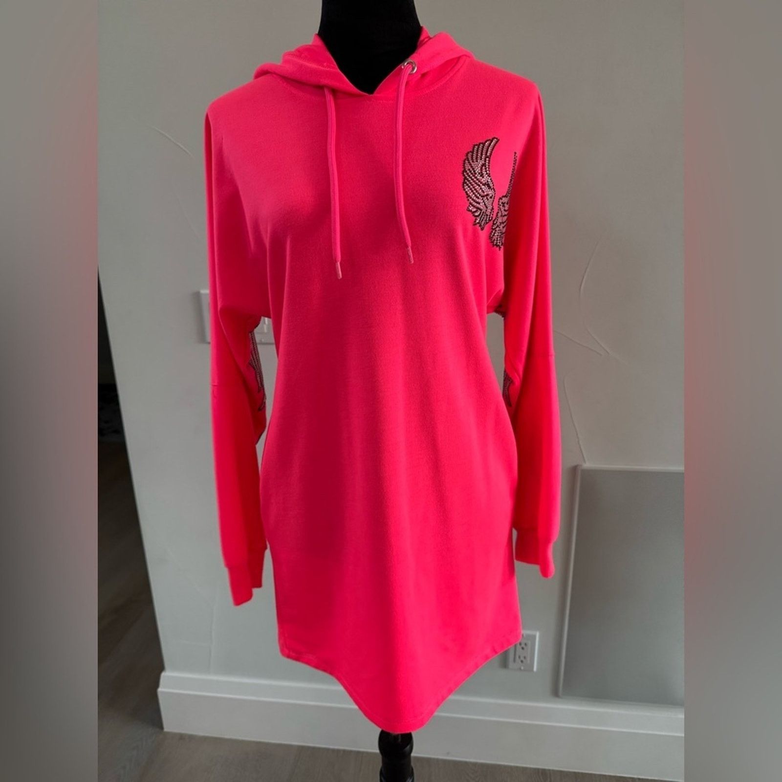 Other Y2K Party Hot Pink Hoodie Dress with pockets w Design XS Size XS / US 0-2 / IT 36-38 - 11 Thumbnail