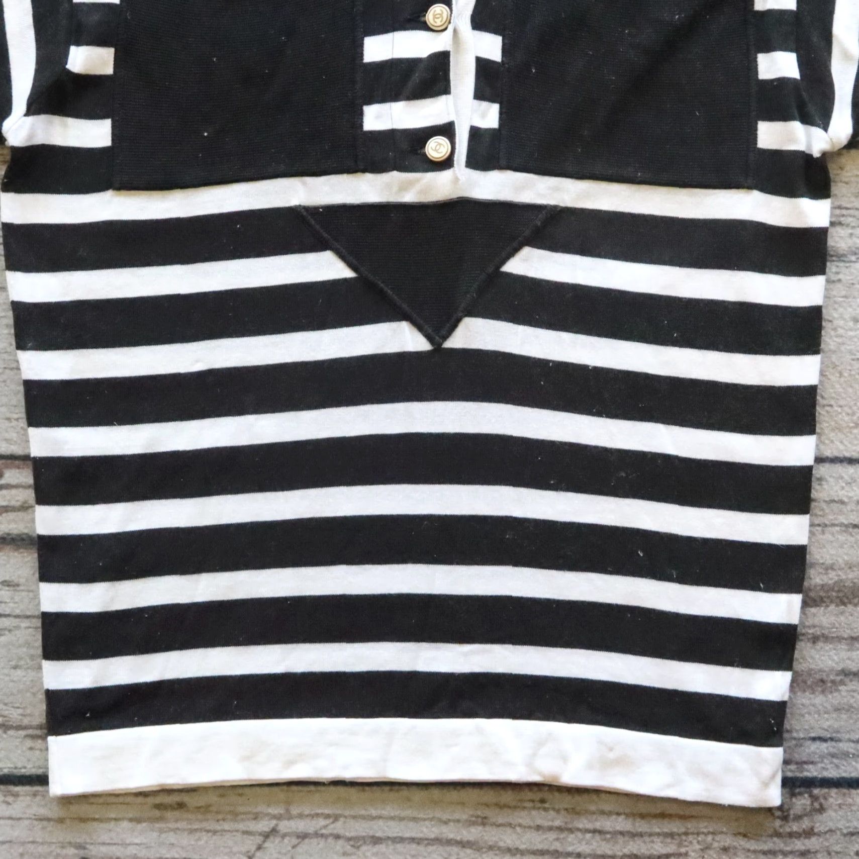 Chanel VINTAGE Chanel Boutique Stripe Polo Shirt Womens 36 Black/White Polo Short Sleeve Collared 90s Size XS / US 0-2 / IT 36-38 - 3 Thumbnail
