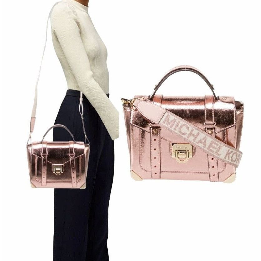 image of Michael Kors Manhattan Medium Satchel Crossbody Shoulder B in Pink, Women's