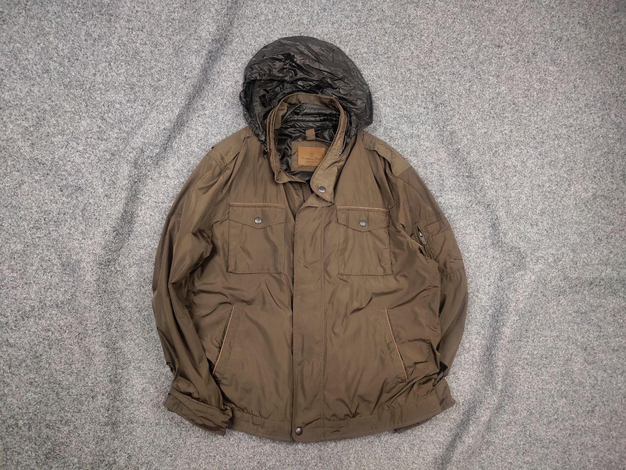 Massimo Dutti Massimo Dutti Nylon Brown Pocket Zip Hoodie Mens Jacket Size US XL / EU 56 / 4 - 1 Thumbnail