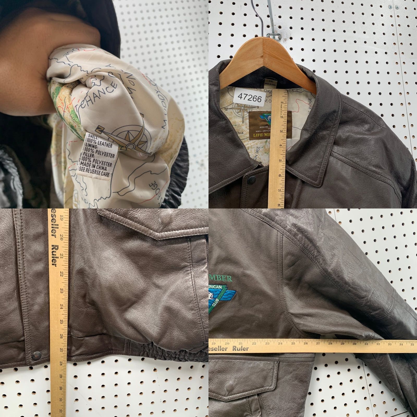 Vintage VINTAGE Life Members Bomber Jacket Mens 2XL Brown River Map Liner Jacket Size US XXL / EU 58 / 5 - 8 Thumbnail