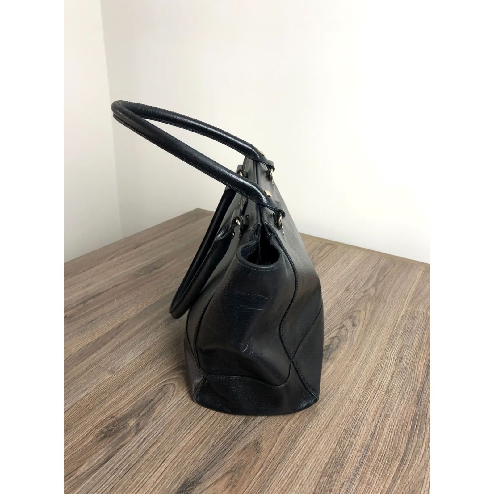 Vintage kate spade new york Handbag Women Black Leather Cow Leather Medium Zip Double Handles Size ONE SIZE - 4 Thumbnail
