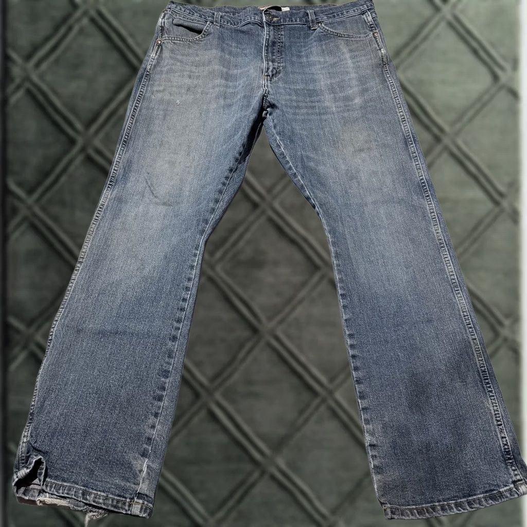 Wrangler Wrangler Jeans Slim Bootcut 77 Mens Blue Denim Mid Rise Pockets Western - 38x32 Size US 38 / EU 54 - 1 Thumbnail