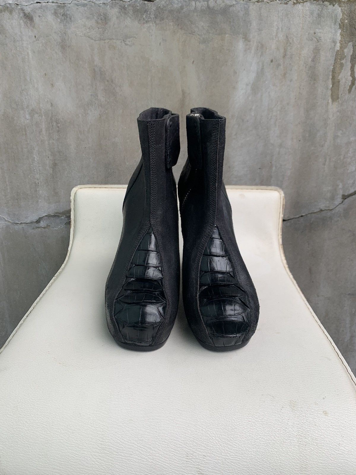 Rick Owens RUNWAY 1/1 Reverse Leather Croc Platform Wedge Boots Size US 8 / IT 38 - 3 Thumbnail