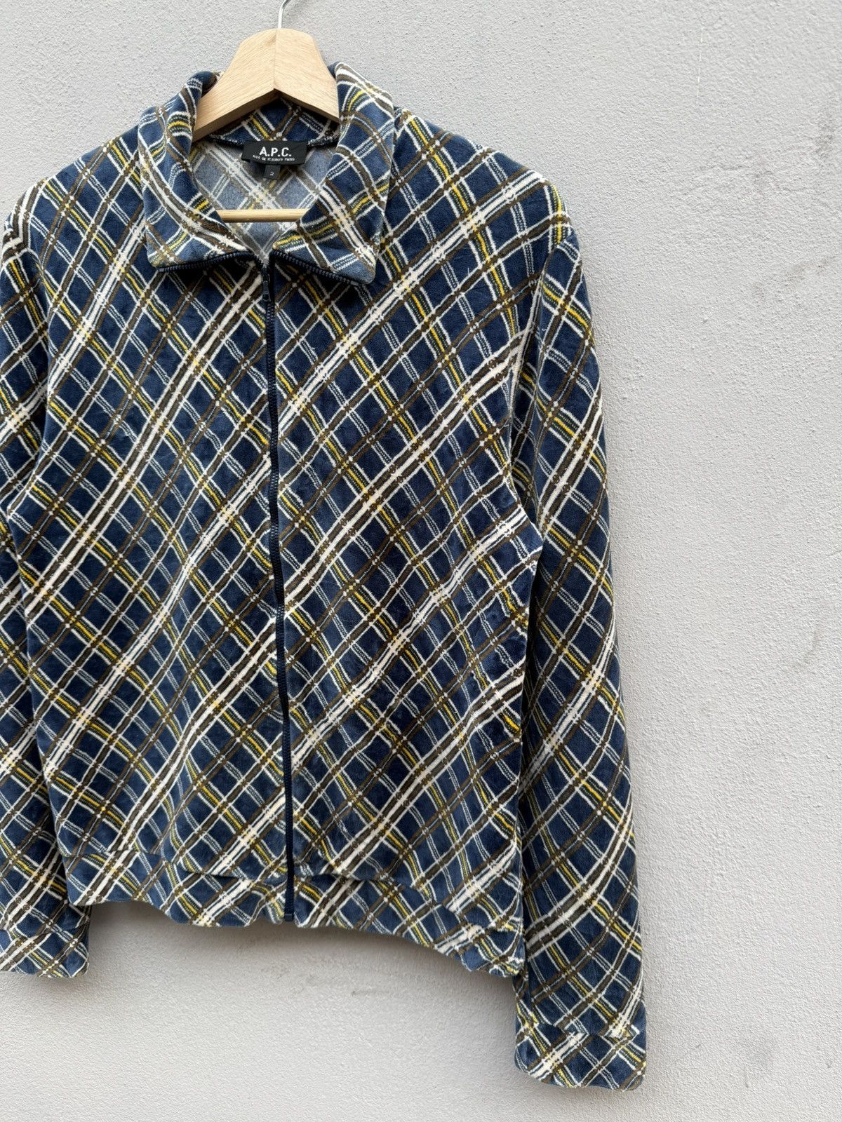 A.P.C. × Designer Vintage A.P.C. Checked Velvet Zip Up Jacket Size US S / EU 44-46 / 1 - 3 Thumbnail