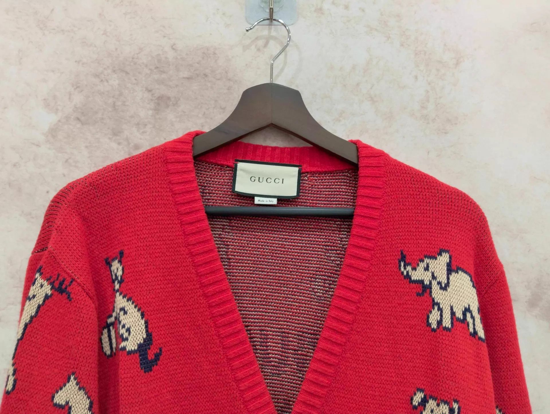 Gucci GUCCI Red Animal Print Knit Cardigan M Size US M / EU 48-50 / 2 - 3 Thumbnail