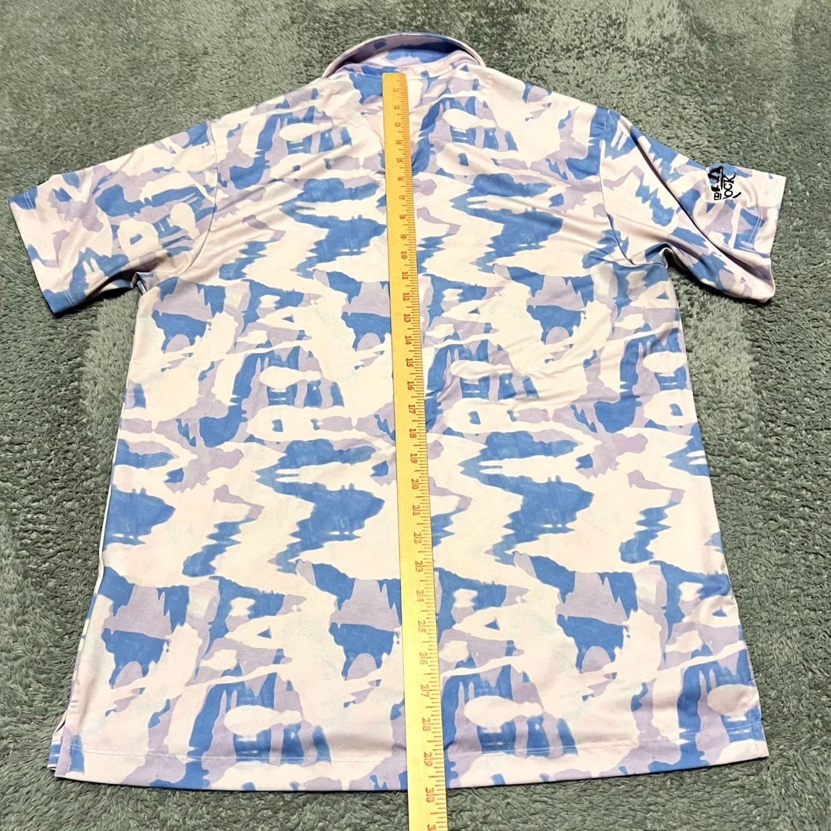 Vintage Bad Birdie Polo Golf Shirt Mens Large Pink Blue Camo All Over Print Performance Size US L / EU 52-54 / 3 - 7 Thumbnail