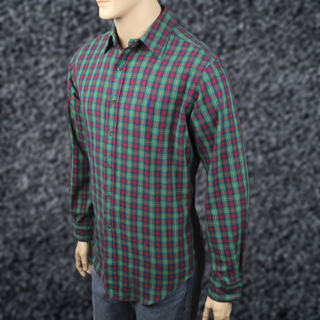 Polo Ralph Lauren Ralph Lauren Green Red Plaid Classic Dress Shirt Navy Pony NWT Shirt Mens L Multi-Color Plaid 100% Cotton Button-Down Classic Fit Size 42R - 1 Preview