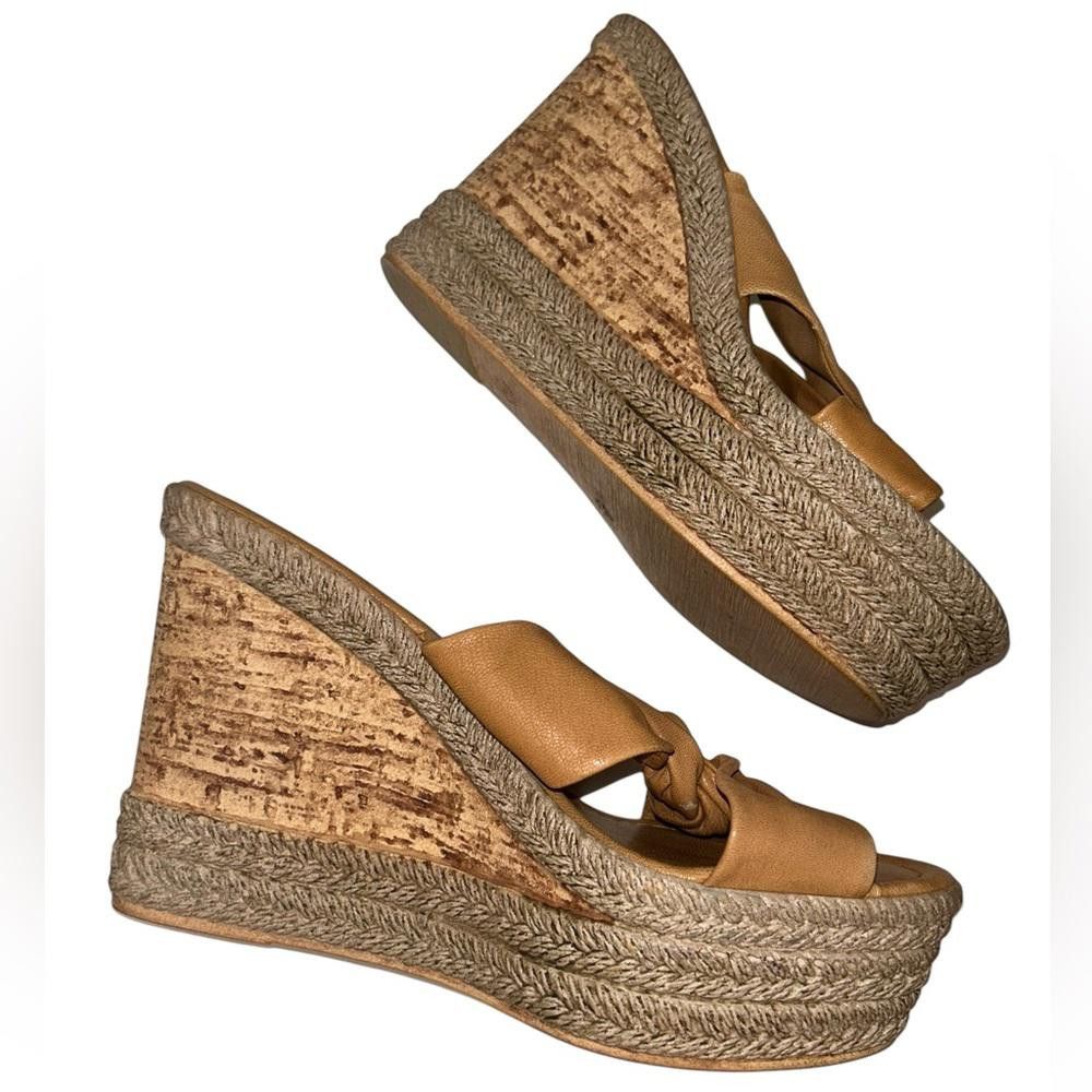 Designer Charles David l Tan Cork Hemp Platform Wedges 40/8.5 Size US 8.5 / IT 38.5 - 4 Thumbnail