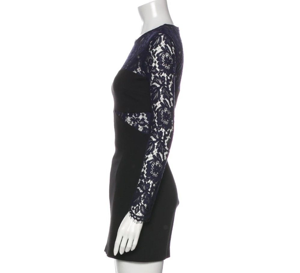 MSGM Viscose Blend Black/Navy Bodycon Lace Dress Size XS / US 0-2 / IT 36-38 - 6 Thumbnail