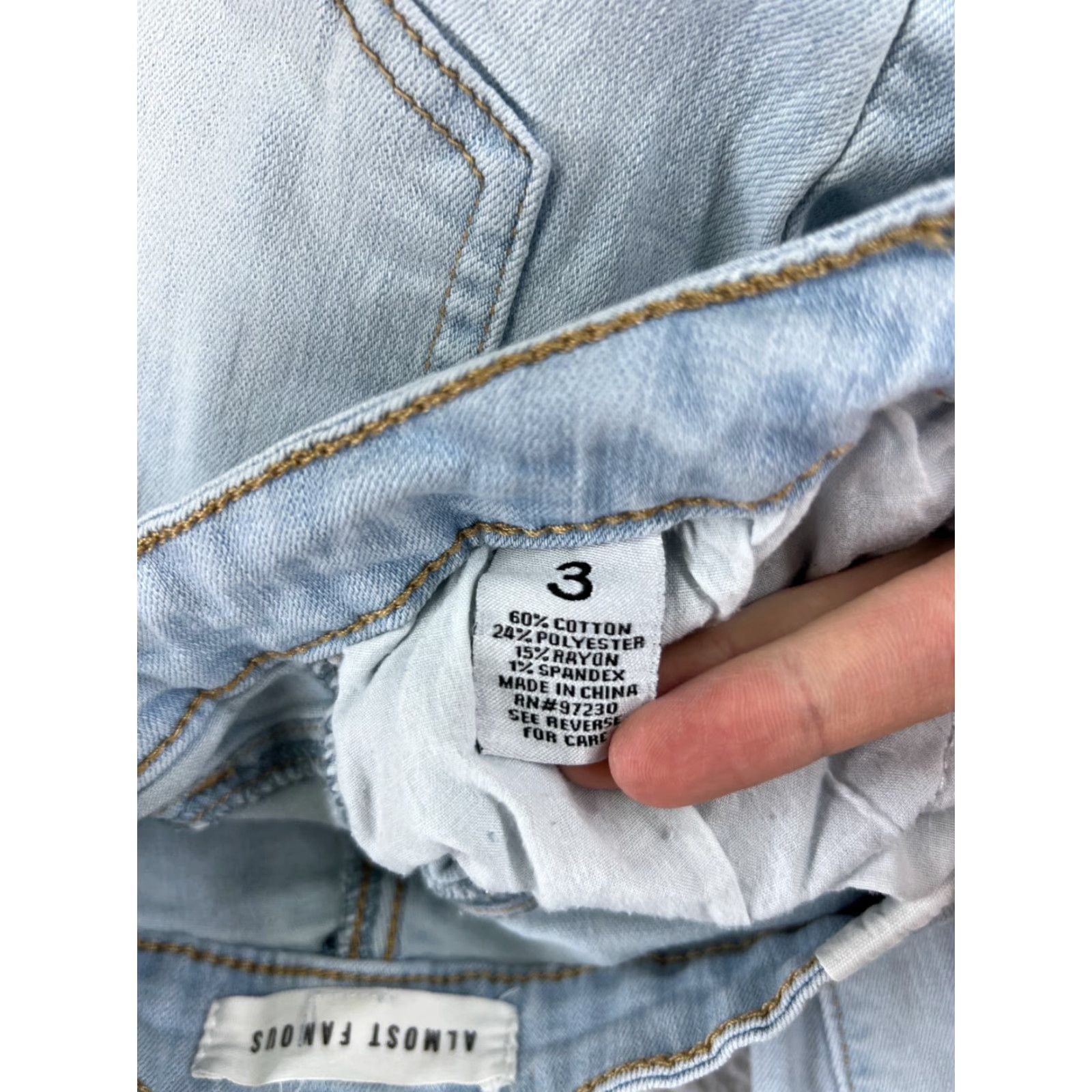 Almost Famous Almost Famous Jeans Womens 3 Blue Denim Flared Distressed Slimming 5-Pocket Cotton Blend Size 26" / US 2 / IT 38 - 5 Thumbnail