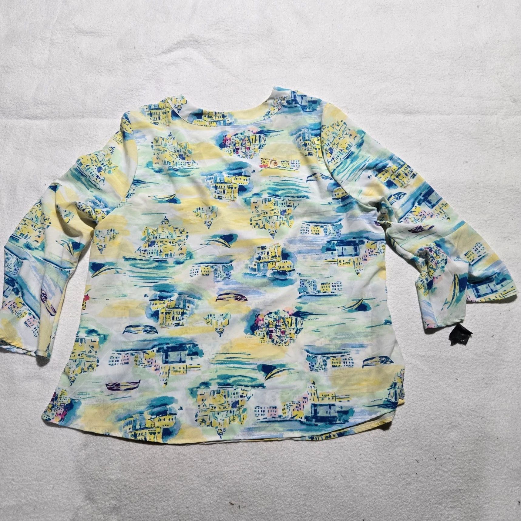 Bell Kim Rogers Shirt Women XL Bell Sleeve Travel Blouse Multicolor Knit Button 2000s Decade Casual Spring Summer Fall Winter Size XL / US 12-14 / IT 48-50 - 8 Thumbnail