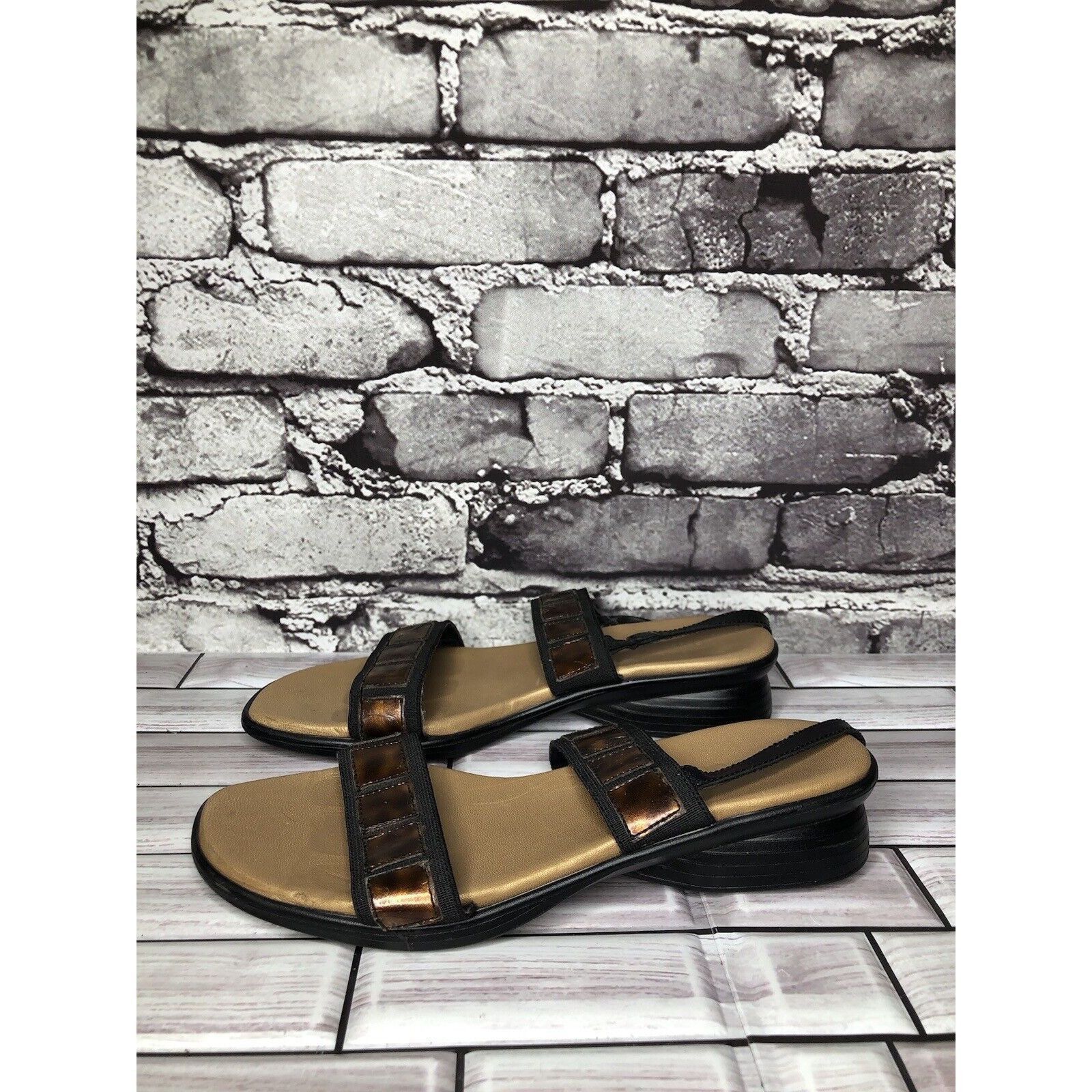 Other Munro Brown Synthetic Textile Comfort Heel Slingback Sandals Size US 5.5 / IT 35.5 - 1 Thumbnail