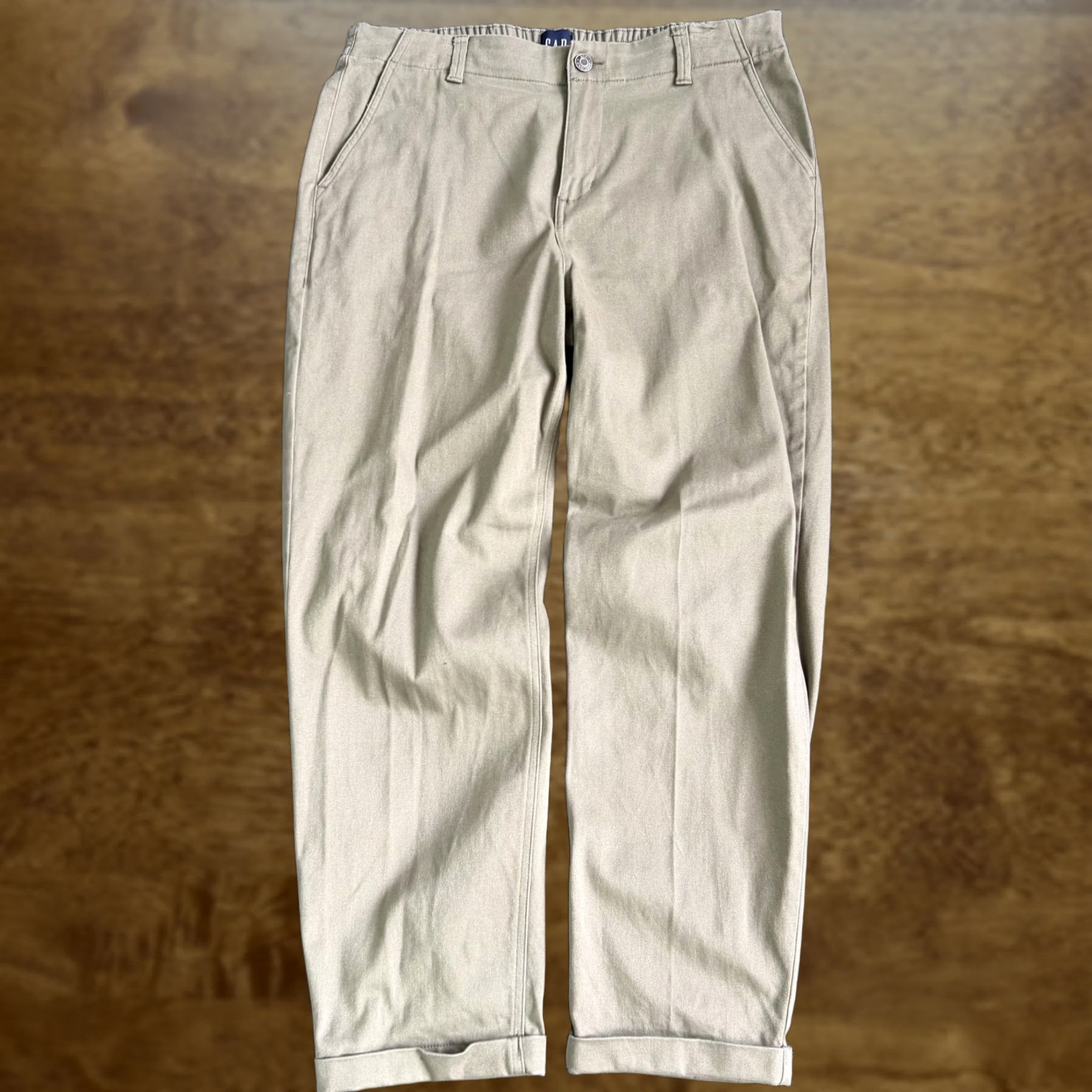 Gap VINTAGE Gap Pants Womens 12 Beige Twill Chino Straight Leg Relaxed Elastic Waist Khakis Size 34" / US 12 / IT 48 - 1 Thumbnail