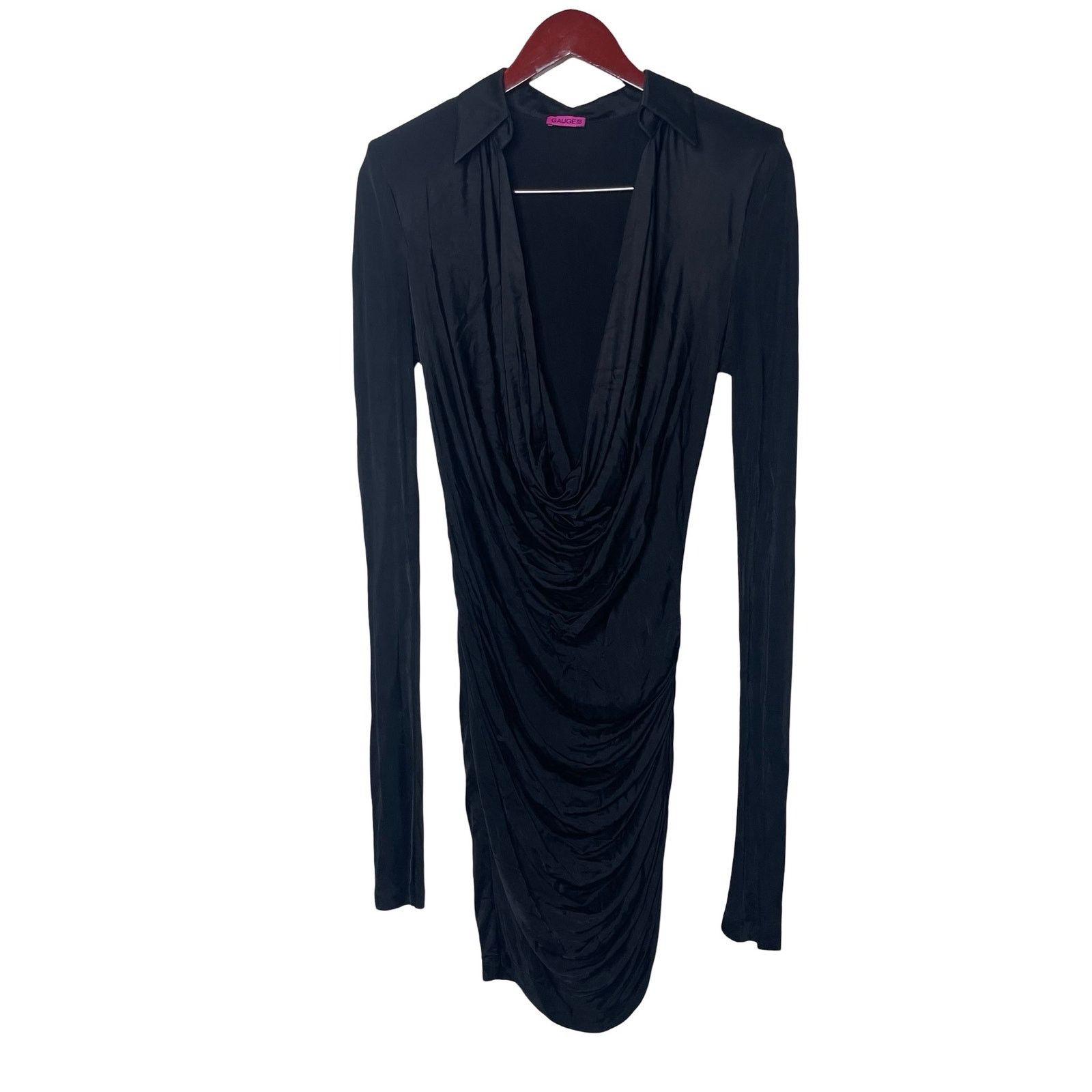 GAUGE81 GAUGE81 Utena Black draped stretch-jersey mini dress sz S Size S / US 4 / IT 40 - 4 Thumbnail