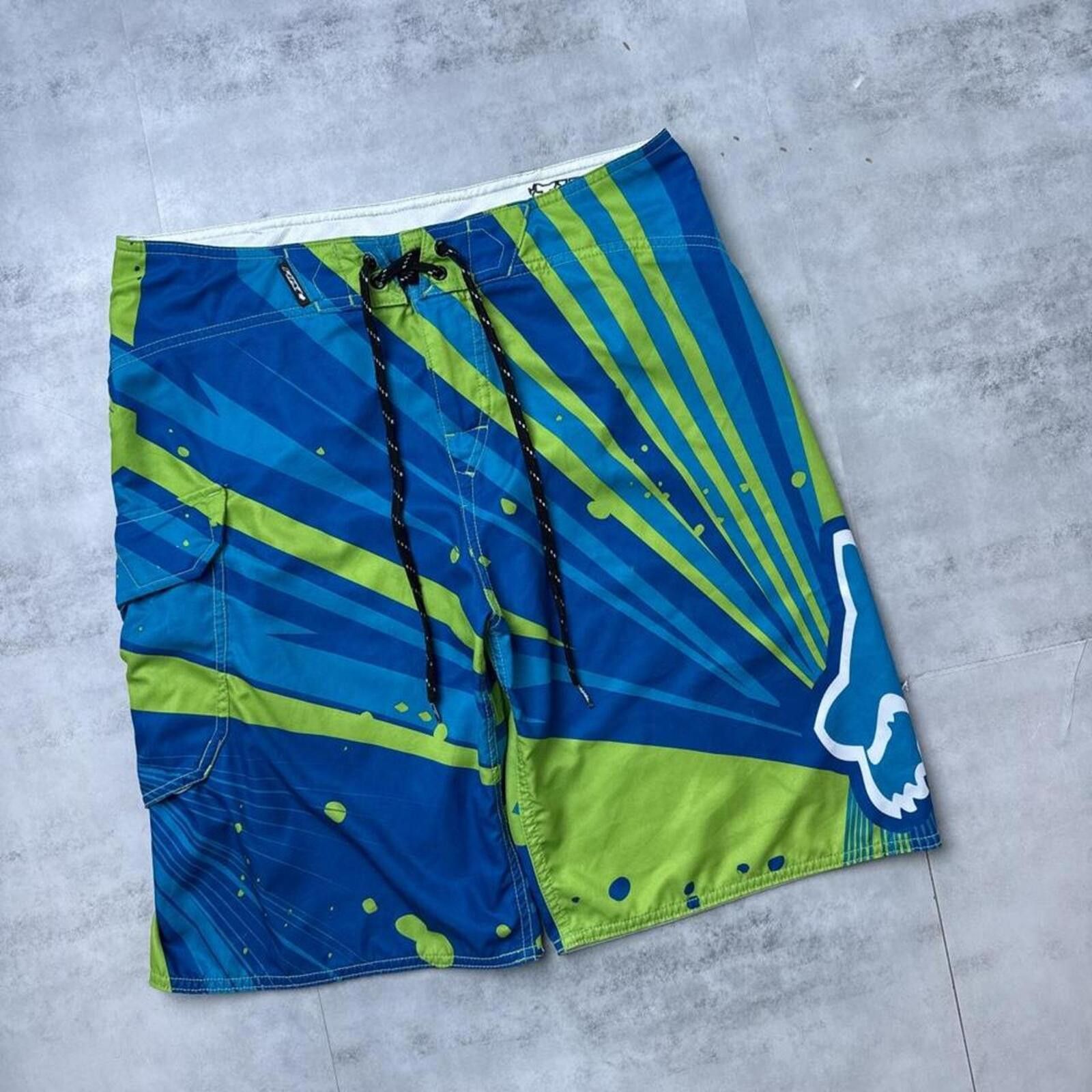 Fox Racing Y2K Fox Racing blue & green surf board 00s shorts Size US 33 - 6 Thumbnail