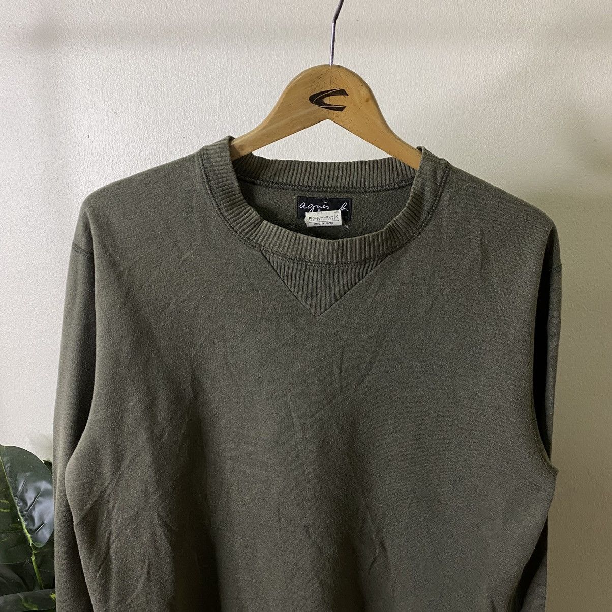 agnes b. Agnes B Homme Olive Blank Crewneck Sweatshirt Size US M / EU 48-50 / 2 - 2 Thumbnail