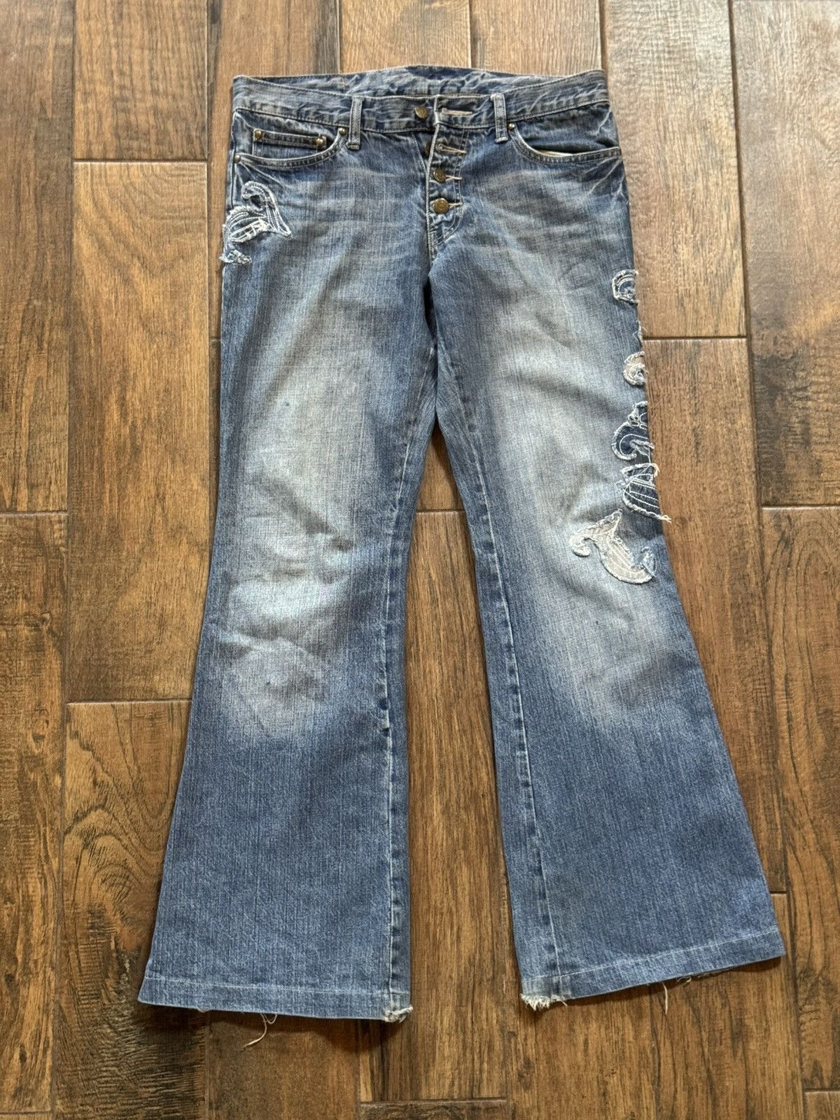 Japanese Brand Tornado mart spell out flared denim Size US 31 - 1 Thumbnail