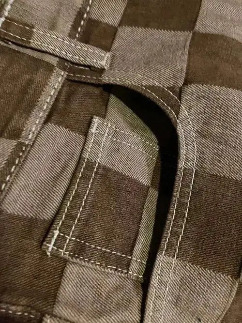 Other Men's Brown Check Print Baggy Jeans Size US 33 - 4 Thumbnail