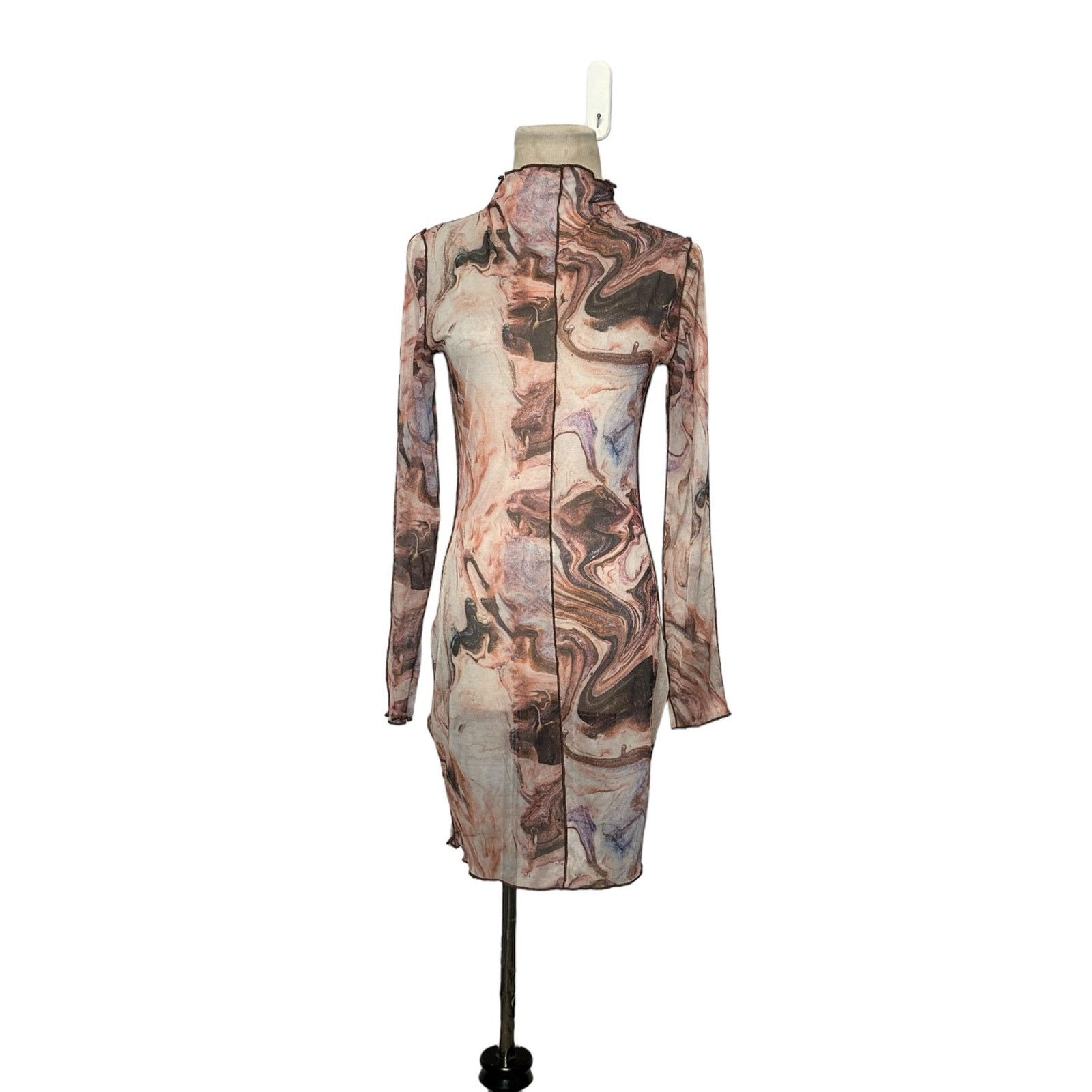 Shein SHEIN brown floral sheer mesh mini dress size small Size S / US 4 / IT 40 - 7 Thumbnail