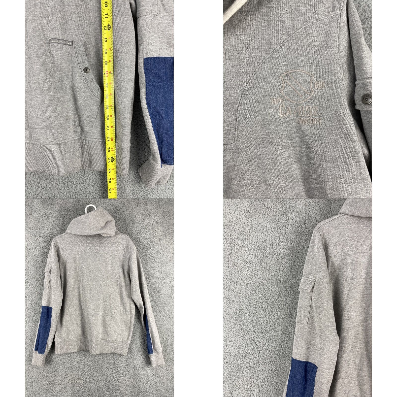 Vintage Timeout Hoodie Mens Medium Gray Pullover Long Sleeve Sweatshirt Logo Accent, Slim Fit, Cotton Blend Knit, Hooded, 33-2 Size US M / EU 48-50 / 2 - 8 Thumbnail