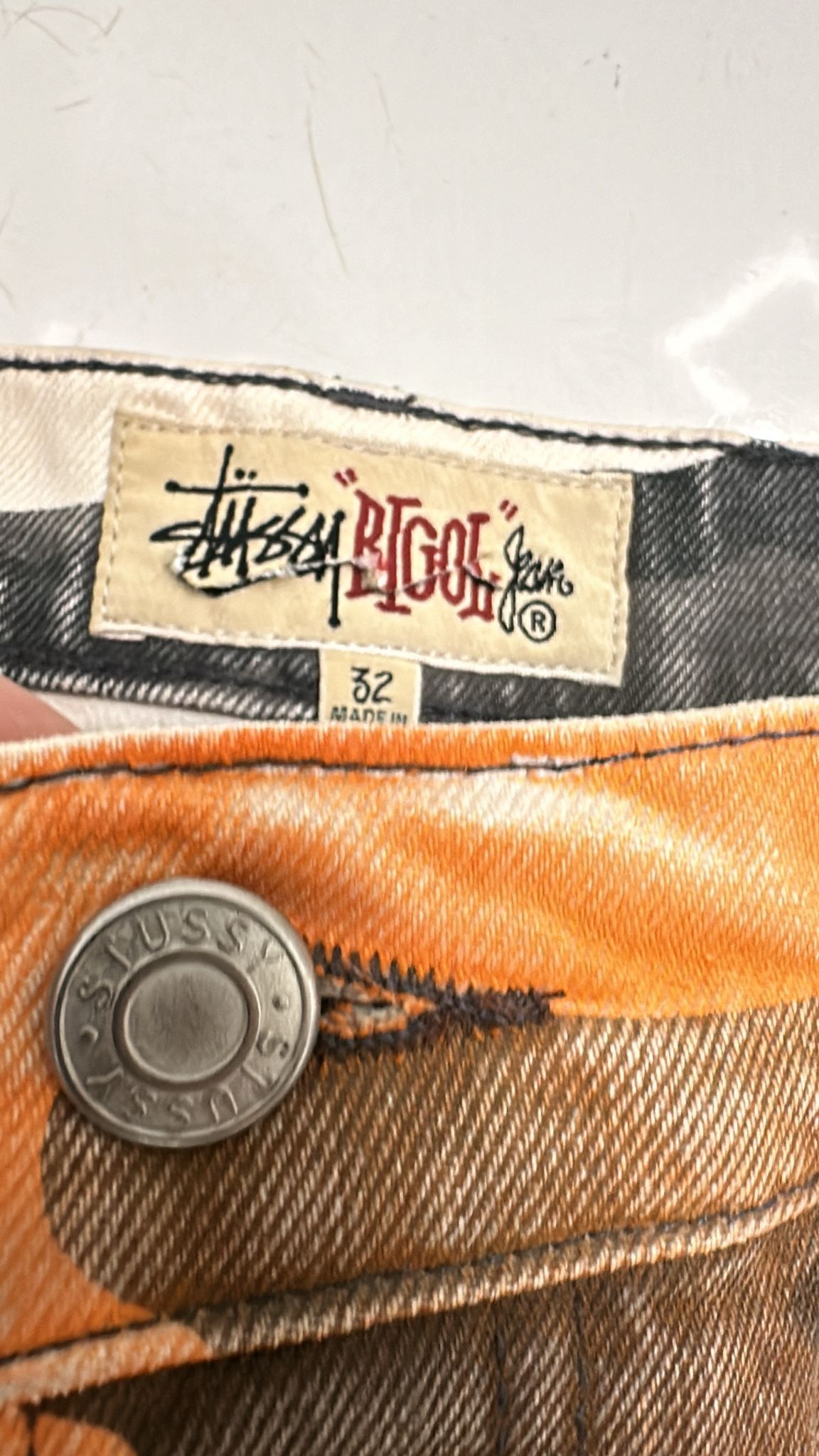 Stussy × Vintage Stüssy Dye Big Ol Spray Jeans Orange Camo Size 32 Size US 32 / EU 48 - 5 Thumbnail