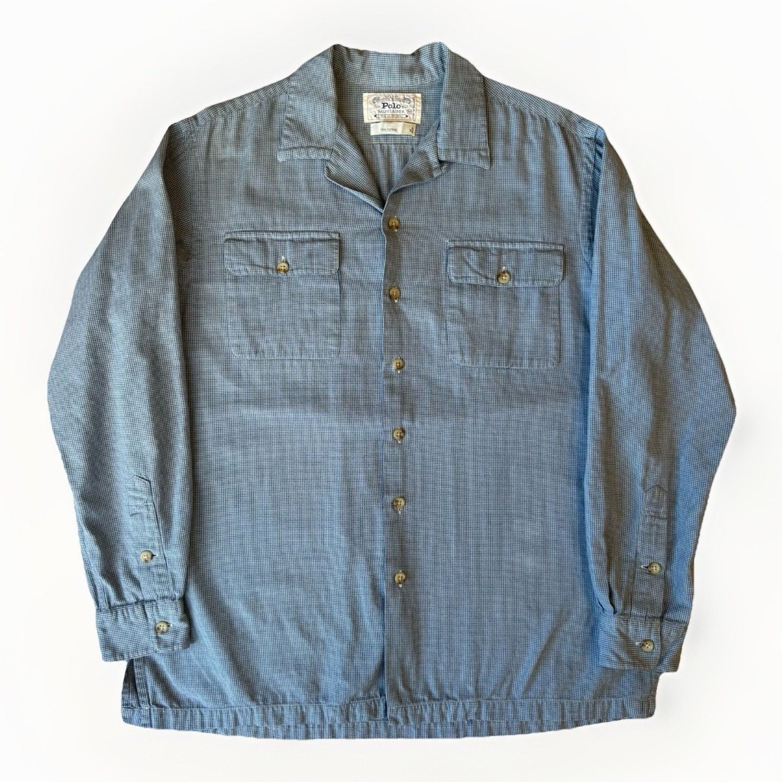 Polo Ralph Lauren × Vintage Vintage Polo Ralph Lauren Loop Collar Shirt M Blue Cotton Size US M / EU 48-50 / 2 - 1 Thumbnail