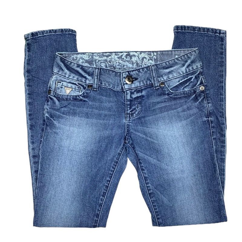 Guess Guess | Vintage Y2K Daredevil Skinny Embellished Jeans | 26 Size 26" / US 2 / IT 38 - 8 Thumbnail