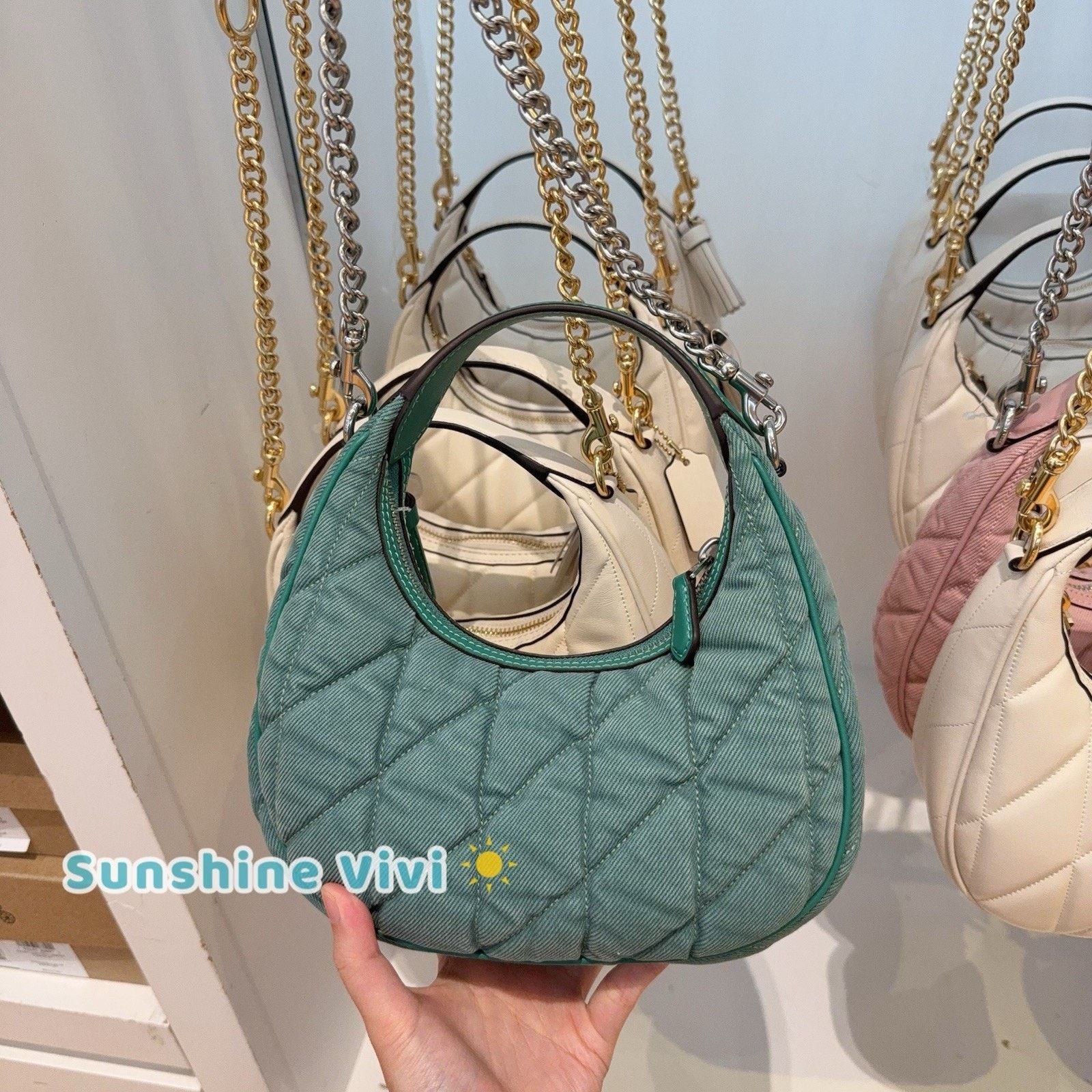 Coach NWT Coach Carmen Mini Crossbody Bag CBR11 Denim Sv/Ivy/Green Size ONE SIZE - 6 Thumbnail