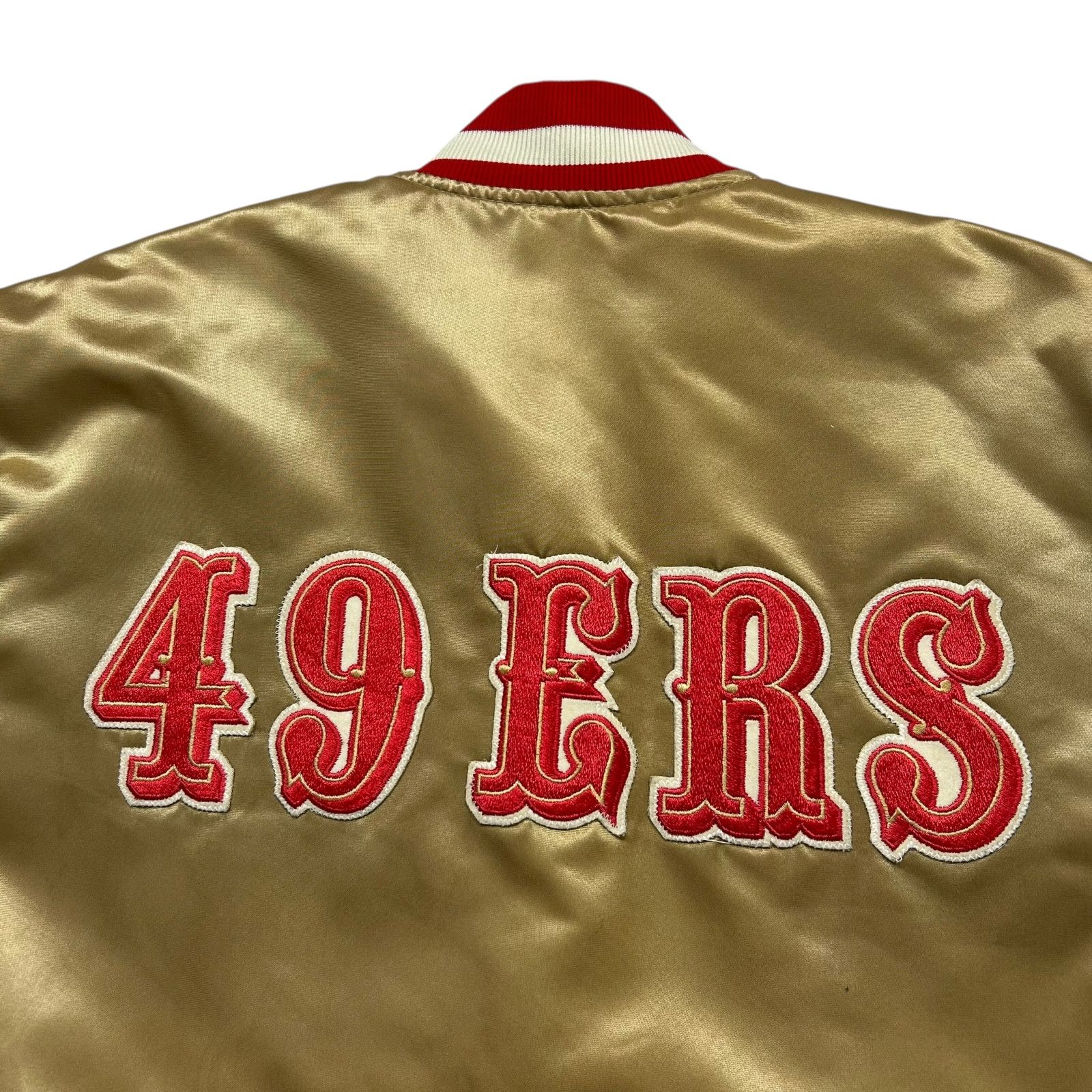 NFL × Starter × Vintage 90s SAN FRANCISCO 49ERS SATIN BOMBER JACKET SPELL OUT Size US L / EU 52-54 / 3 - 3 Thumbnail