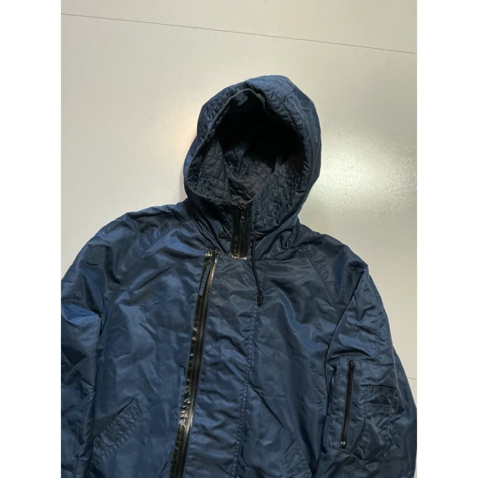 Doublet VINTAGE Whyred Bomber Jacket Navy Blue Army Hooded Zip Men M Size Navy Blue Army Bomber Jacket Mens Zip Size US M / EU 48-50 / 2 - 5 Thumbnail