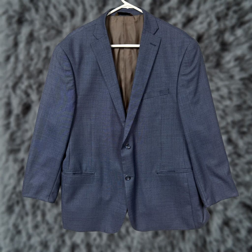 Pronto Uomo Prontomoda Blazer 46R Wool Blend Blue Single-Breasted 2-Button Notch Formal Business Mens - Vintage No - 46 Regular, 31/24 Size 46R - 1 Thumbnail