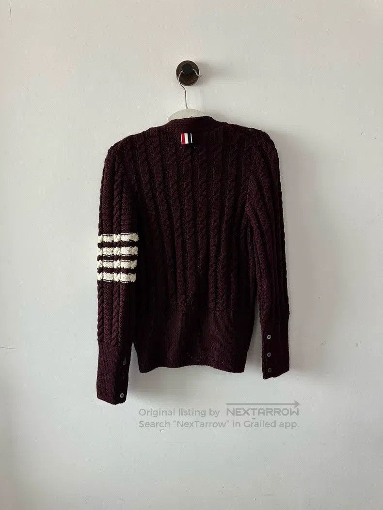 Thom Browne Thom Browne Burgundy Wool Cardigan Size US XXS / EU 40 - 2 Thumbnail