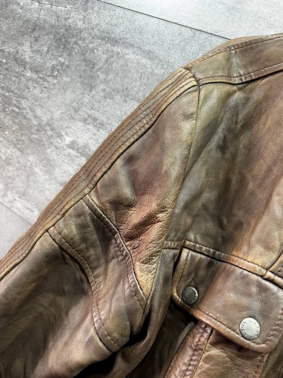 Genuine Leather Aviatrix Vintage Men's Brown Leather Bomber Biker Jacket Size US XXL / EU 58 / 5 - 7 Thumbnail