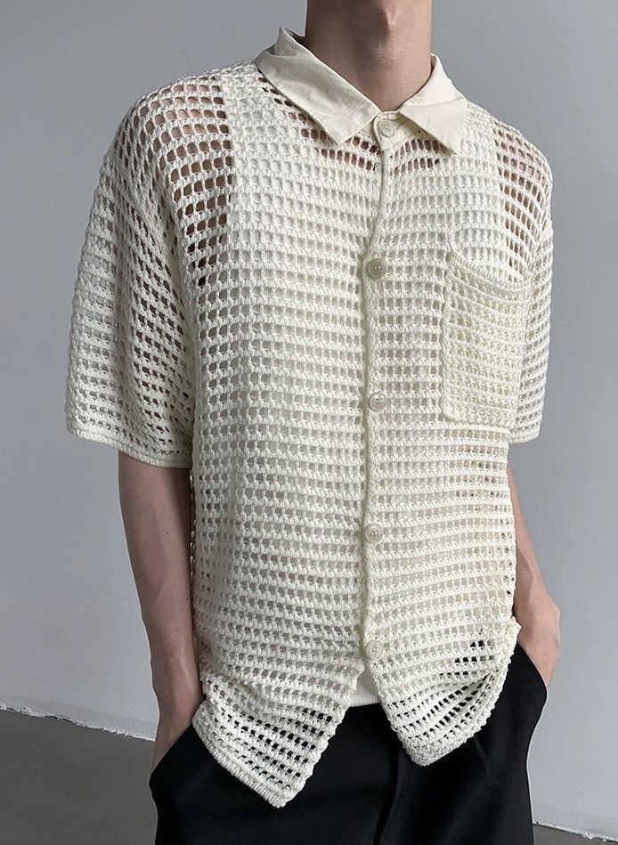 Cleanfit retro fashion crochet knit shirt