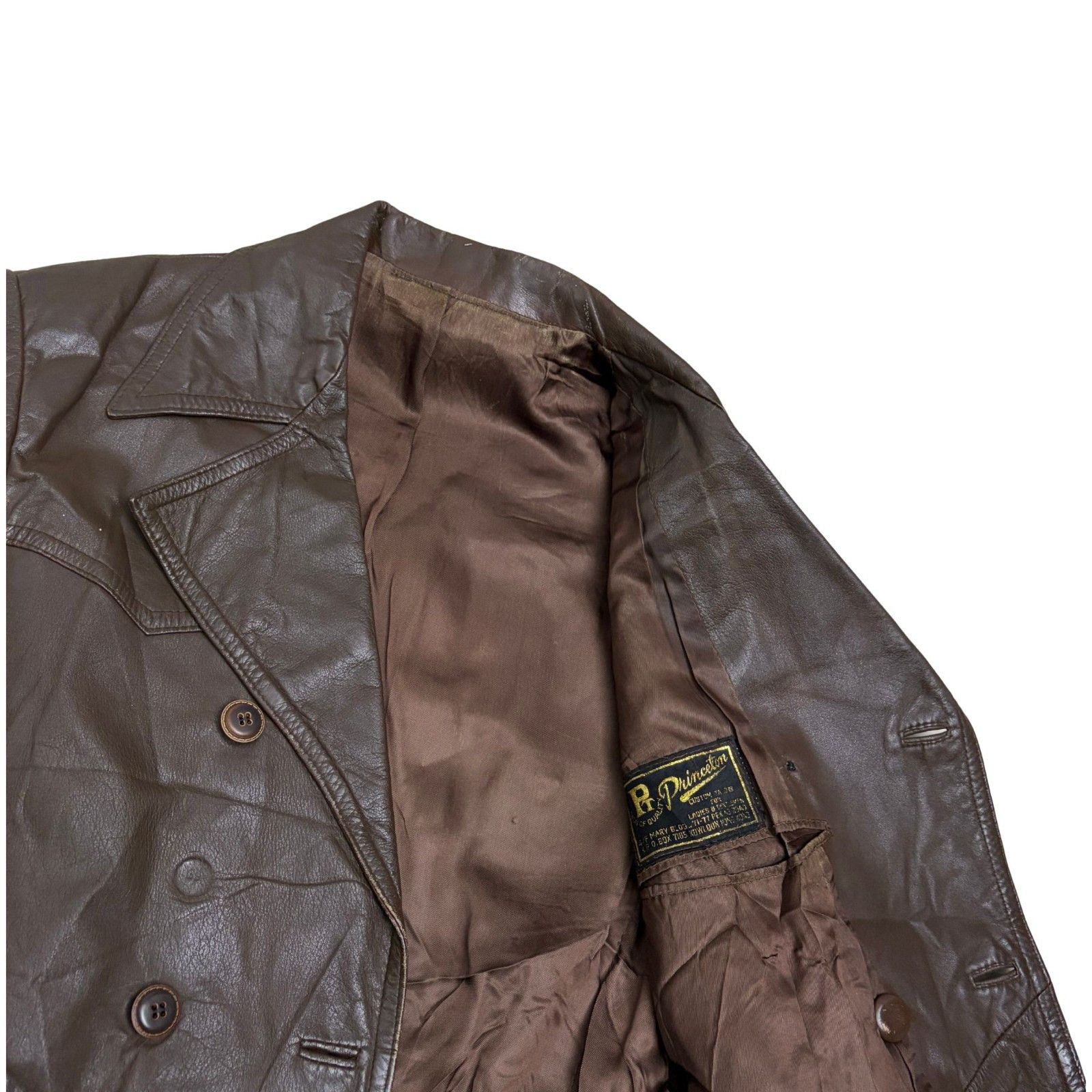 Other Vintage Leather Coat Princeton Trench Retro Jacket Small Size US S / EU 44-46 / 1 - 5 Thumbnail